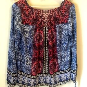 Lucky Brand blouse in a tapestry of color! Great paired with bell bottom jeans!